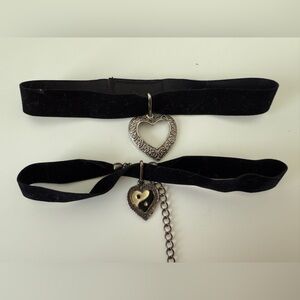 Black Velvet Choker with Silver Heart Pendant